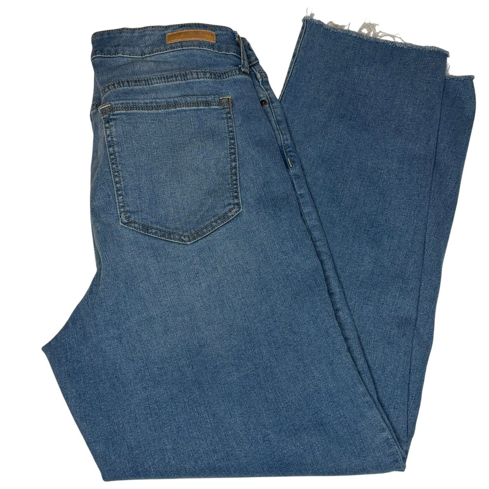 Social Standard by Sanctuary Slim Straight Jeans Womens 12/31 Blue Raw Hem
